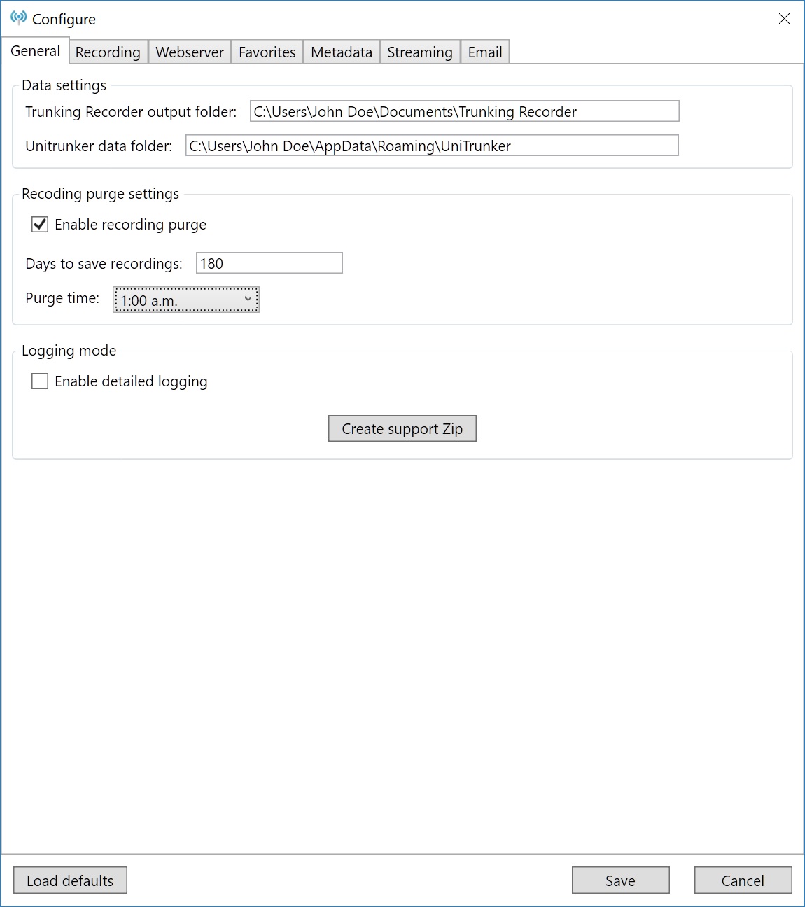 Trunking Recorder main window